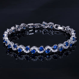 Luxury stones studded long lasting use bracelet rhodium finish