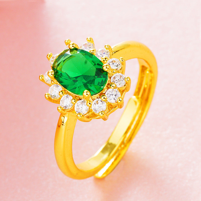 Luxury wear high quality diamond cut zircon ring adjustable