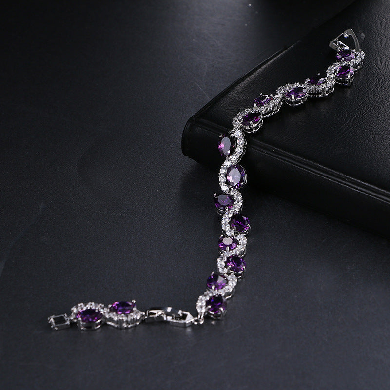 Luxury stones studded long lasting use bracelet rhodium finish