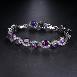 Luxury stones studded long lasting use bracelet rhodium finish