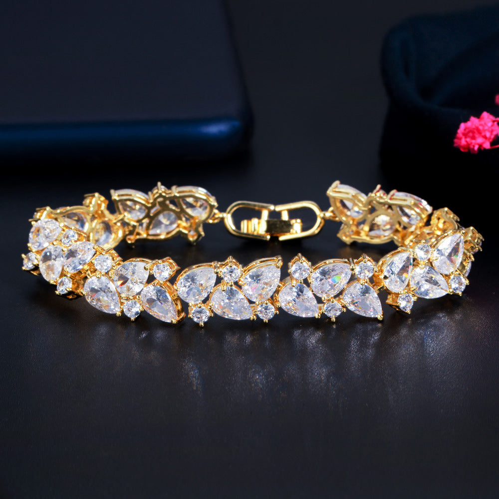 Luxury stones studded long lasting use bracelet gold finish