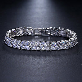 Luxury stones studded long lasting use bracelet rhodium finish