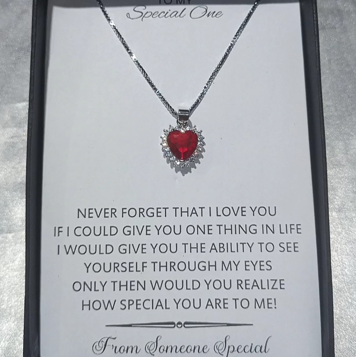 RED HEART TITANIC THEME LUXURY PENDANT WITH CHAIN AND BOX