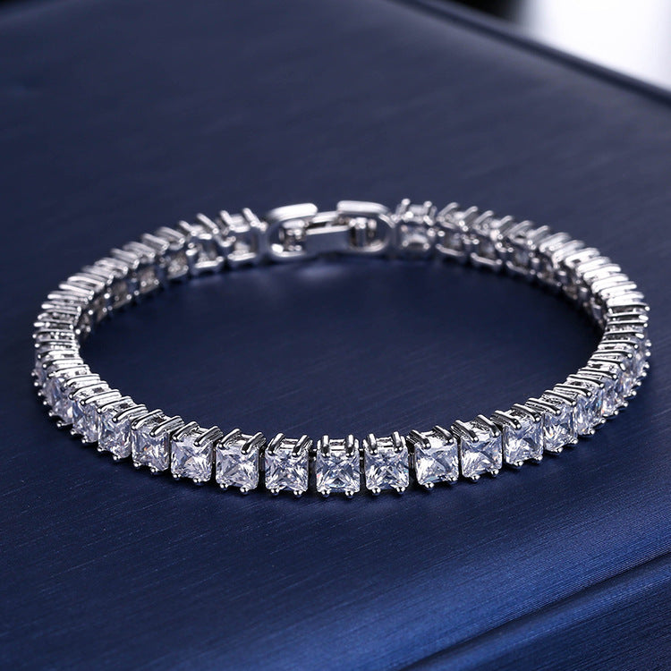 Luxury stones studded long lasting use bracelet rhodium finish