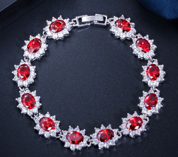 Luxury stones studded long lasting use bracelet rhodium finish