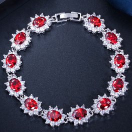 Luxury stones studded long lasting use bracelet rhodium finish