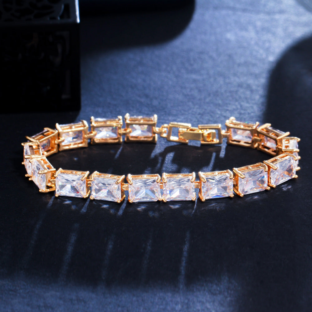 Luxury stones studded long lasting use bracelet gold finish