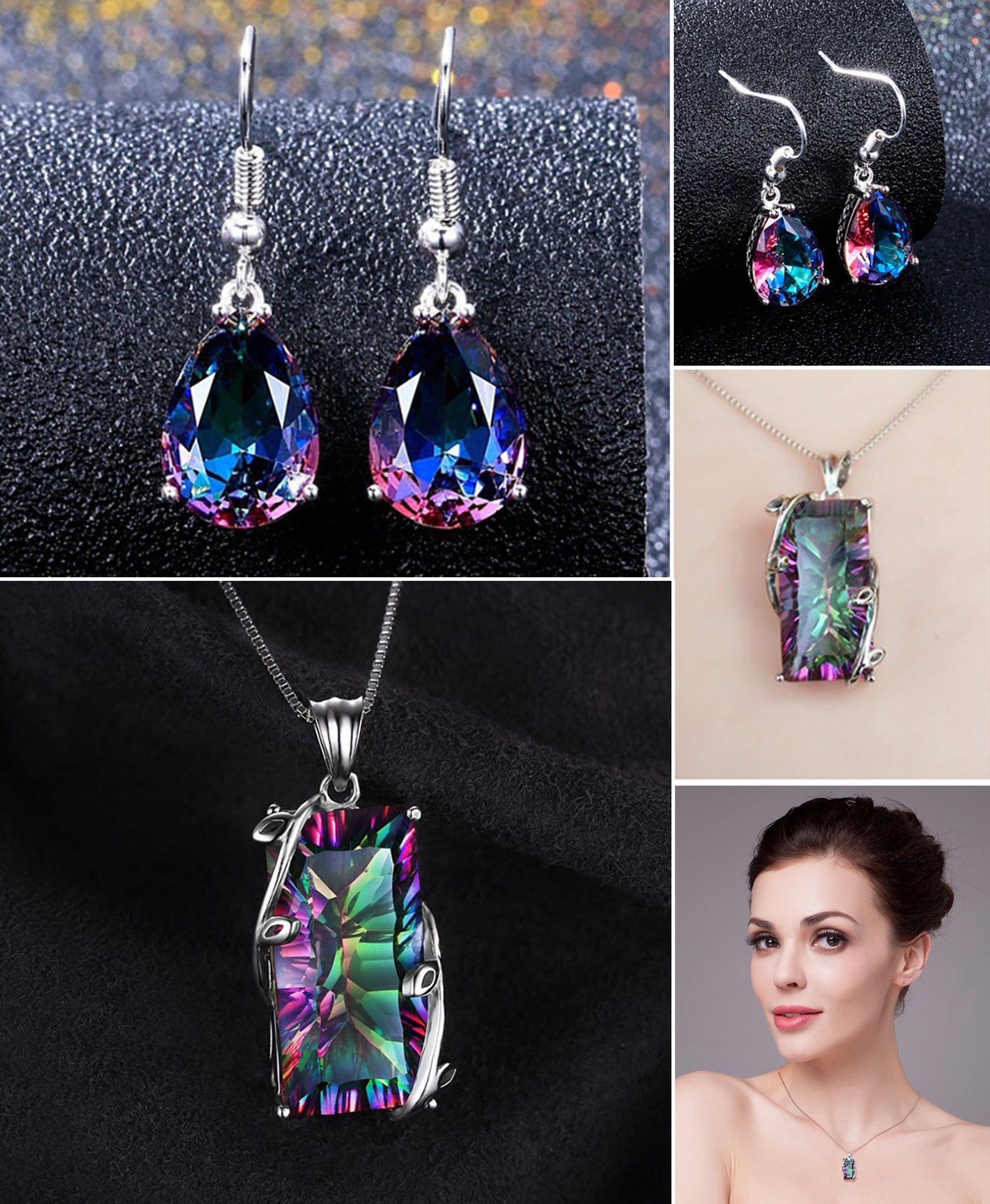 Multi shade combo box deal earrings and pendant offer!