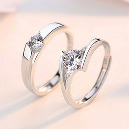 high quality platinum plated couple rings both rings adjustable! - Lexception