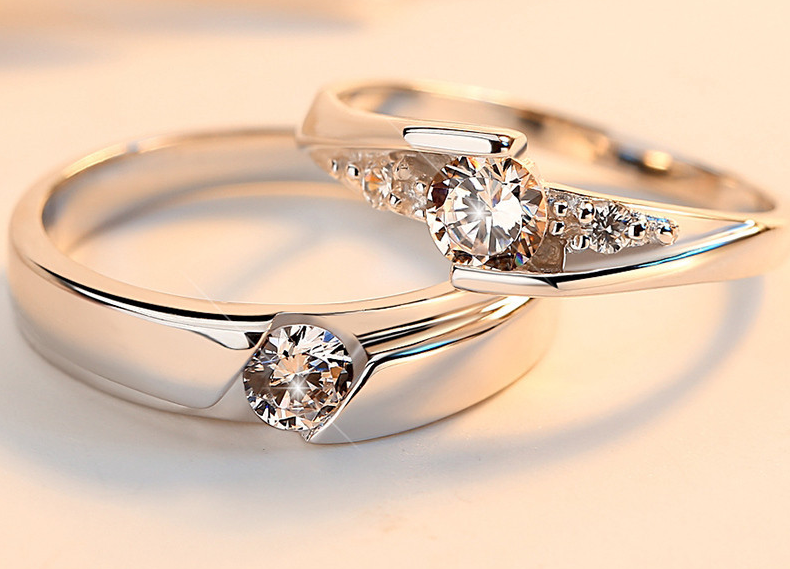 high quality platinum plated couple rings both rings adjustable! - Lexception