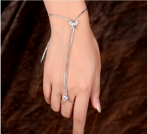 Silver Color Zircon Butterfly Chain Bracelet - Lexception