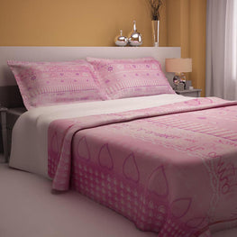 Pink Hearts Design Double Bedsheet With 2 Pillow Covers - Lexception