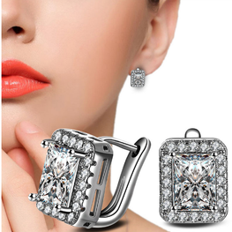 Stud Earring Fashion Silver-color Rhinestone Earring - Lexception